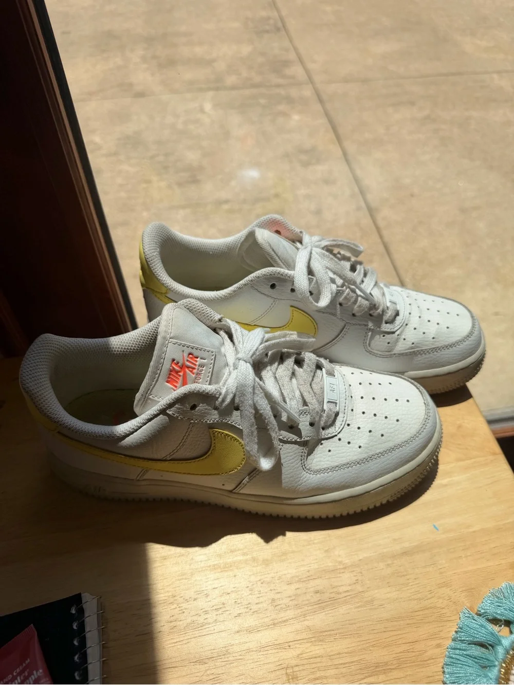 Nike Low-Top Sneakers White with Yellow Swoosh
